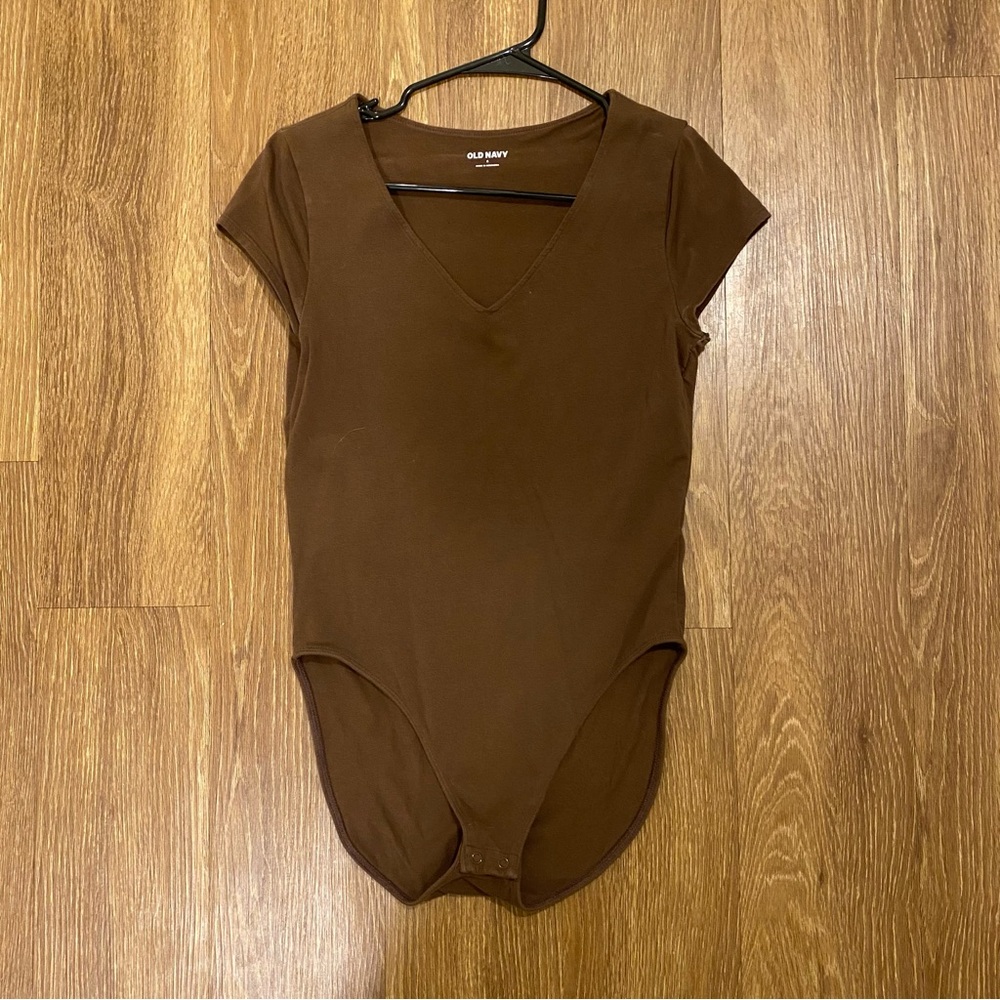 brown v-neck bodysuit